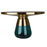 Zdjęcie do “Złoty stolik kawowy chromowany z morskim szkłem 75x47cm”.