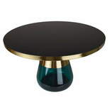 Zdjęcie do “Złoty stolik kawowy chromowany z morskim szkłem 75x47cm”.