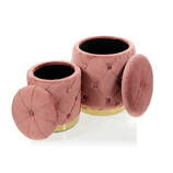 Zdjęcie do “Zestaw puf z pojemnikiem w kolorze różowym na złotej podstawie”.