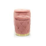 Zdjęcie do “Zestaw puf z pojemnikiem w kolorze różowym na złotej podstawie”.