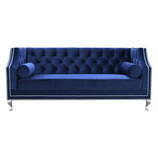 Zdjęcie do “Sofa chesterfield w kolorze granatowym na metalowych srebrnych nogach ”.