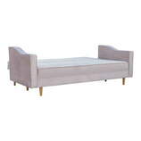 Zdjęcie do “Sofa 3-osobowa w kolorze różowym na drewnianych nogach ”.