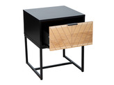 Zdjęcie do “Czarna szafka nocna z frontem jodełka dąb”.