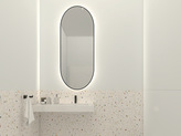 Zdjęcie do “Lustro owalne w czarnej ramie aluminiowej LED 40x80cm”.