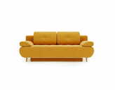 Zdjęcie do “Sofa z funkcją spania Raspberry musztardowa z drewnianymi nogami”.