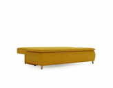 Zdjęcie do “Sofa z funkcją spania Mona musztardowa boucle z drewnianymi nogami”.