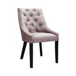 Krzesło pikowane Chesterfield w kolorze różowym na czarnych nogach