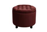 Zdjęcie do “Puf pikowany otwierany w kolorze bordowym na drewnianych nogach”.