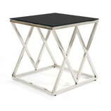 Zdjęcie do “Stolik kawowy ze stali chromowanej srebrny z czarnym blatem 55x55cm”.