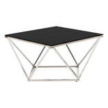 Zdjęcie do “Stolik chromowany srebrny z czarnym blatem diament 80x80cm”.