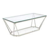 Zdjęcie do “Ława prostokątna chromowana srebrna z szklanym blatem diament 120x60cm”.