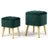 Zdjęcie do “Komplet zielonych puf welurowych Roy na drewnianych nóżkach”.