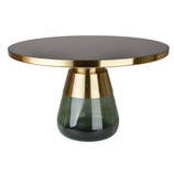 Złoty stolik kawowy chromowany z zielonym szkłem 75x47cm