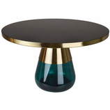 Złoty stolik kawowy chromowany z morskim szkłem 75x47cm