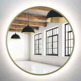 Zdjęcie do “Lustro okrągłe 90cm złote rama MDF LED ”.