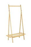 Zdjęcie do “Wieszak drewniany z rattanową półką w kolorze naturalnym 168cm”.