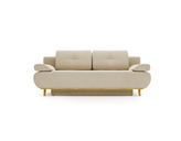 Zdjęcie do “Beżowa welurowa sofa rozkładana na drewnianych nogach ”.