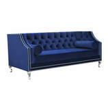 Zdjęcie do “Sofa chesterfield w kolorze granatowym na metalowych srebrnych nogach ”.