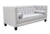Zdjęcie do “Sofa 3-osobowa w kolorze szarym na drewnianych czarnych nogach ”.