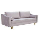 Zdjęcie do “Sofa 3-osobowa w kolorze różowym na drewnianych nogach ”.