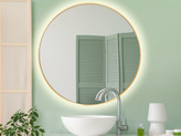 Zdjęcie do “Lustro LED okrągłe 70cm złote w aluminiowej ramie z włącznikiem”.