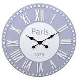 Niebieski zegar ścienny Paris z białymi cyframi 70cm