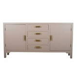 Zdjęcie do “Duża komoda beżowa dwudrzwiowa ze złotymi uchwytami i szufladami”.