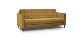 Zdjęcie do “Sofa 3-osobowa rozkładana musztardowa na czarnych nogach 208x88cm”.