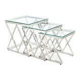 Zdjęcie do “Komplet trzech stolików ze stali chromowanej”.