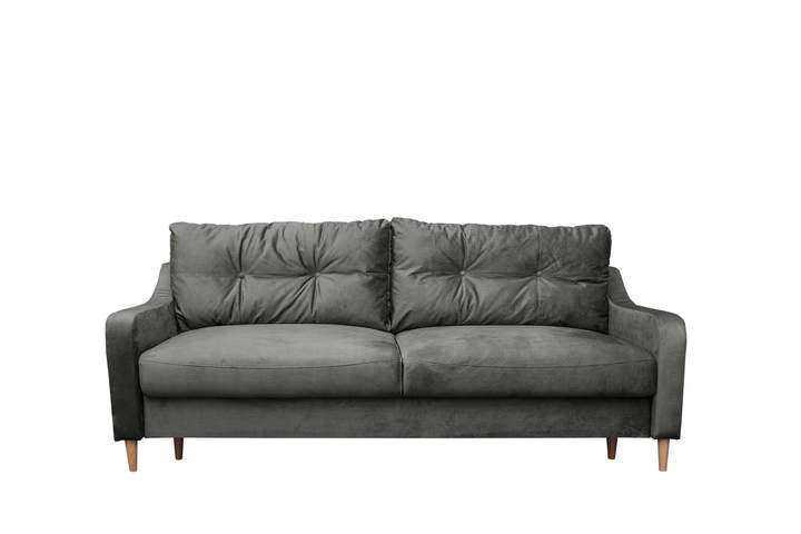 Sofa na drewnianych nogach w kolorze szarym rozkładana Monolith92