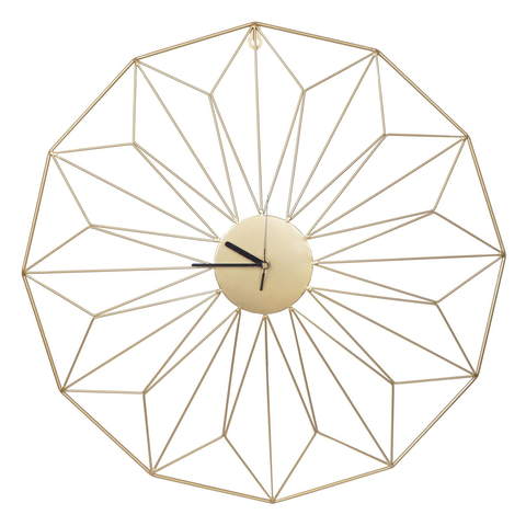 Złoty zegar ścienny geometryczny wzór 60 cm