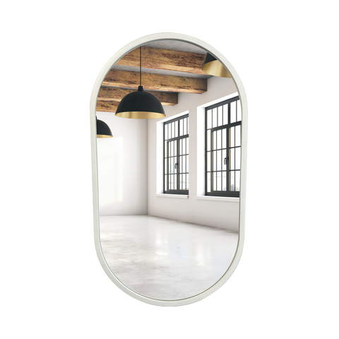 Lustro owalne białe rama MDF 50x85cm