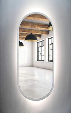 Lustro owalne białe rama MDF LED 40x140cm