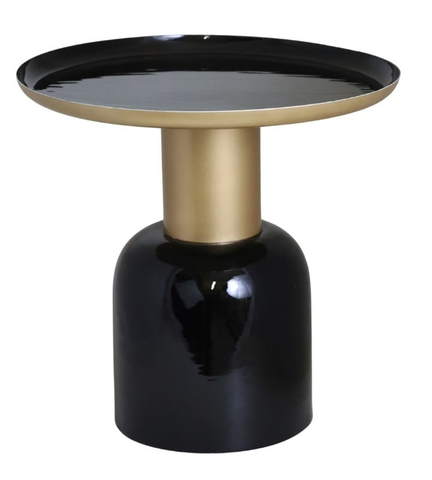 Stolik metalowy w kolorze czarno-złotym 41x41x46cm