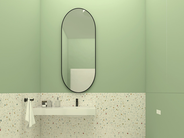 Lustro owalne w czarnej ramie aluminiowej 50x100cm