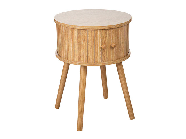 Szafka nocna ryflowane fronty dąb boho drewniane nogi