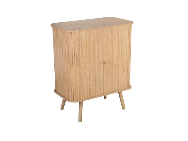 Komoda ryflowane fronty dąb boho drewniane nogi 85 cm