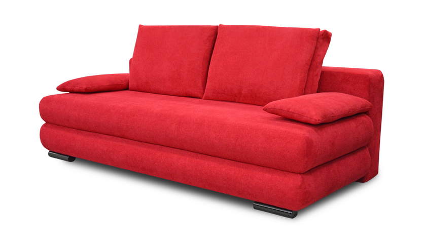 Kanapa czerwona z poduszkami rozkładana 204x107cm