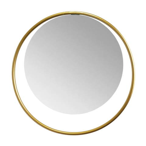 Lustro metalowe okrągłe w złotej ramie 37cm