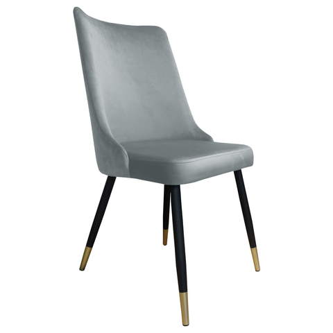 Krzesło Tapicerowane w kolorze szarym  na czarno-złotych nogach