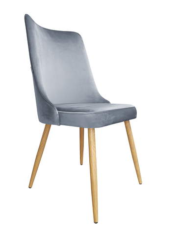 Krzesło Tapicerowane w kolorze szarym nogi dąb