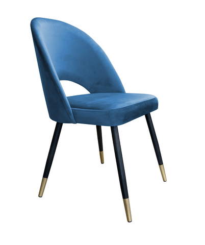 Krzesło Tapicerowane w kolorze niebieskim na czarno-złotych nogach