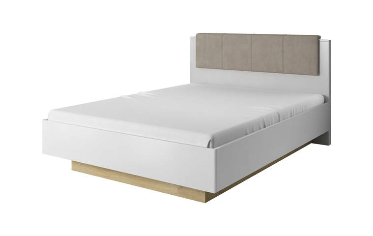 Łóżko dwuosobowe z pojemnikiem i zagłówkiem białe