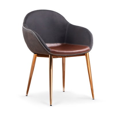 Krzesło z eko skóry w kolorze brązowym na metalowych nogach