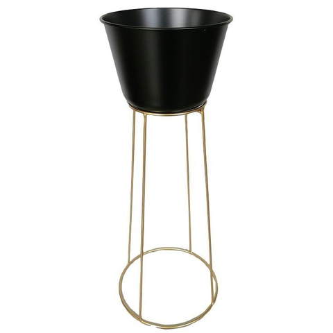 Kwietnik metalowy czarny na złotym stelażu 76cm