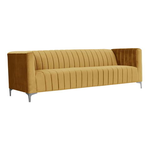 Sofa 3-osobowa na metalowych nogach miodowa