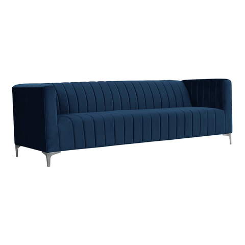 Sofa 3-osobowa na metalowych nogach granatowa