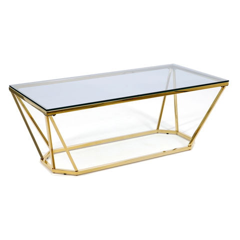 Ława prostokątna chromowana złota z niebieskim blatem diament 120x60cm Ława prostokątna chromowana złota z niebieskim blatem diament 120x60cm