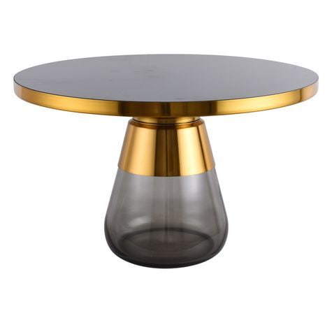 Złoty stolik kawowy chromowany z szarym szkłem 75x47cm