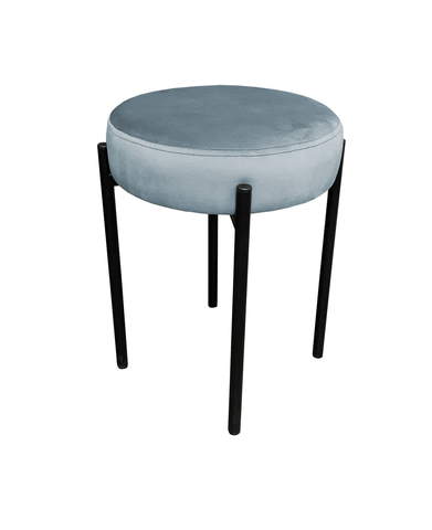 Taboret tapicerowany na metalowym stelażu w tkaninie Bluvel szary